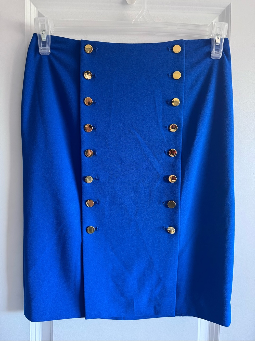 Calvin Klein Royal Blue Pencil Skirt with Gold Buttons